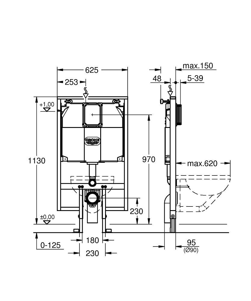 Монтажная система GROHE RAPID SL 38994000 для унитаза комплект, без кнопки - фото 2
