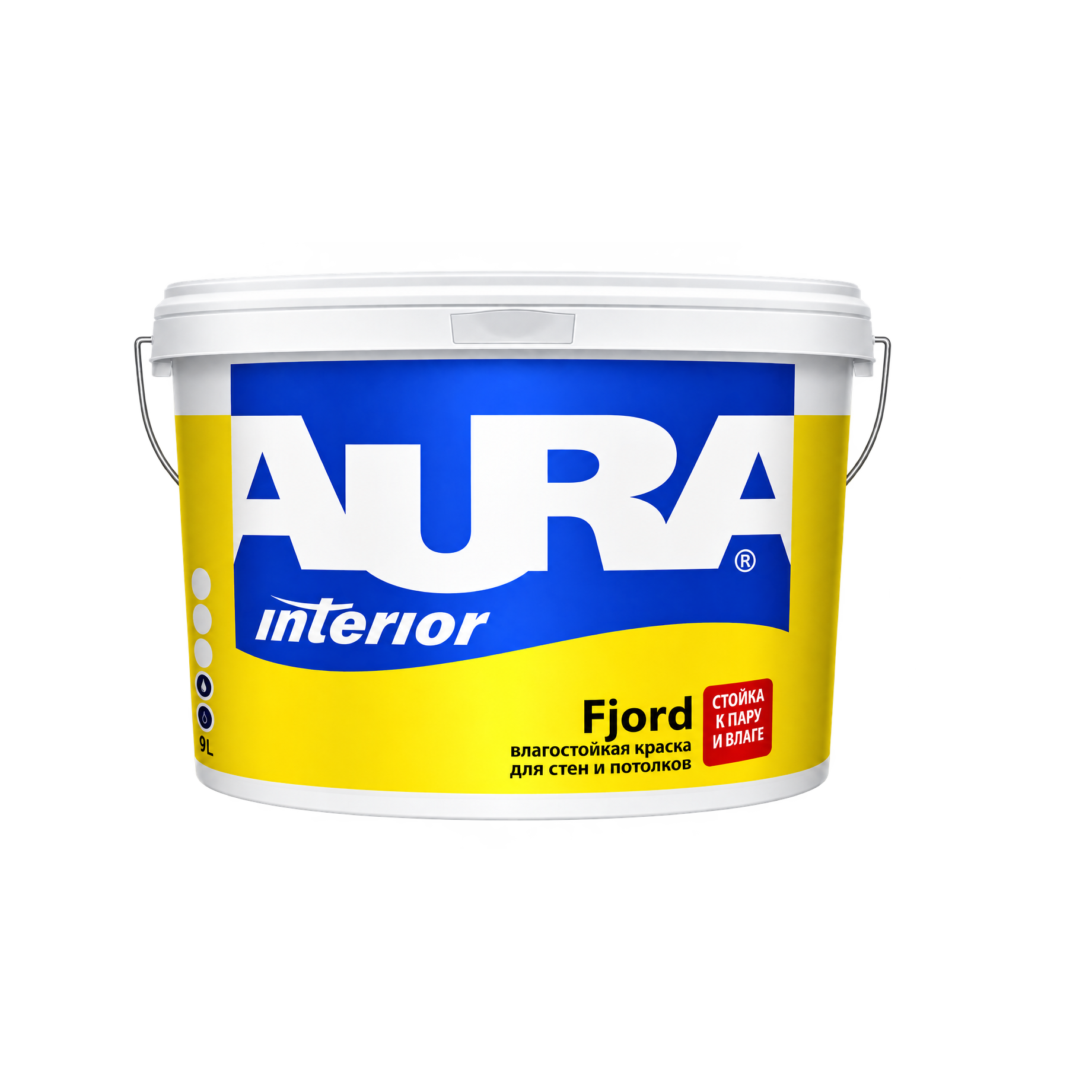 Краска влагостойкая Aura Fjord для стен и потолков, ванной и кухни, база А, 2,7 л