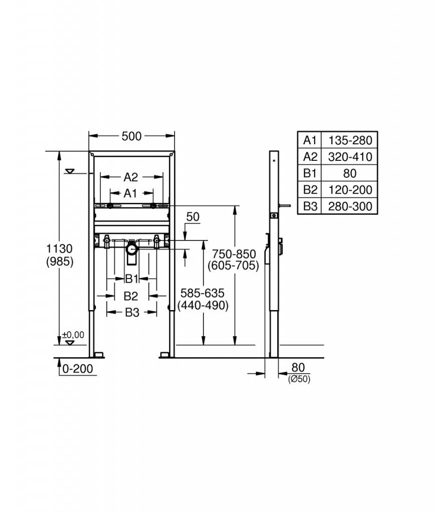 Монтажная система GROHE RAPID SL 39052000 для раковины комплект - фото 2