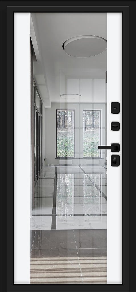 Дверь входная Лайнер/SBlack Bravo R-3 Black Carbon/White Silk 2050x860 мм Правая