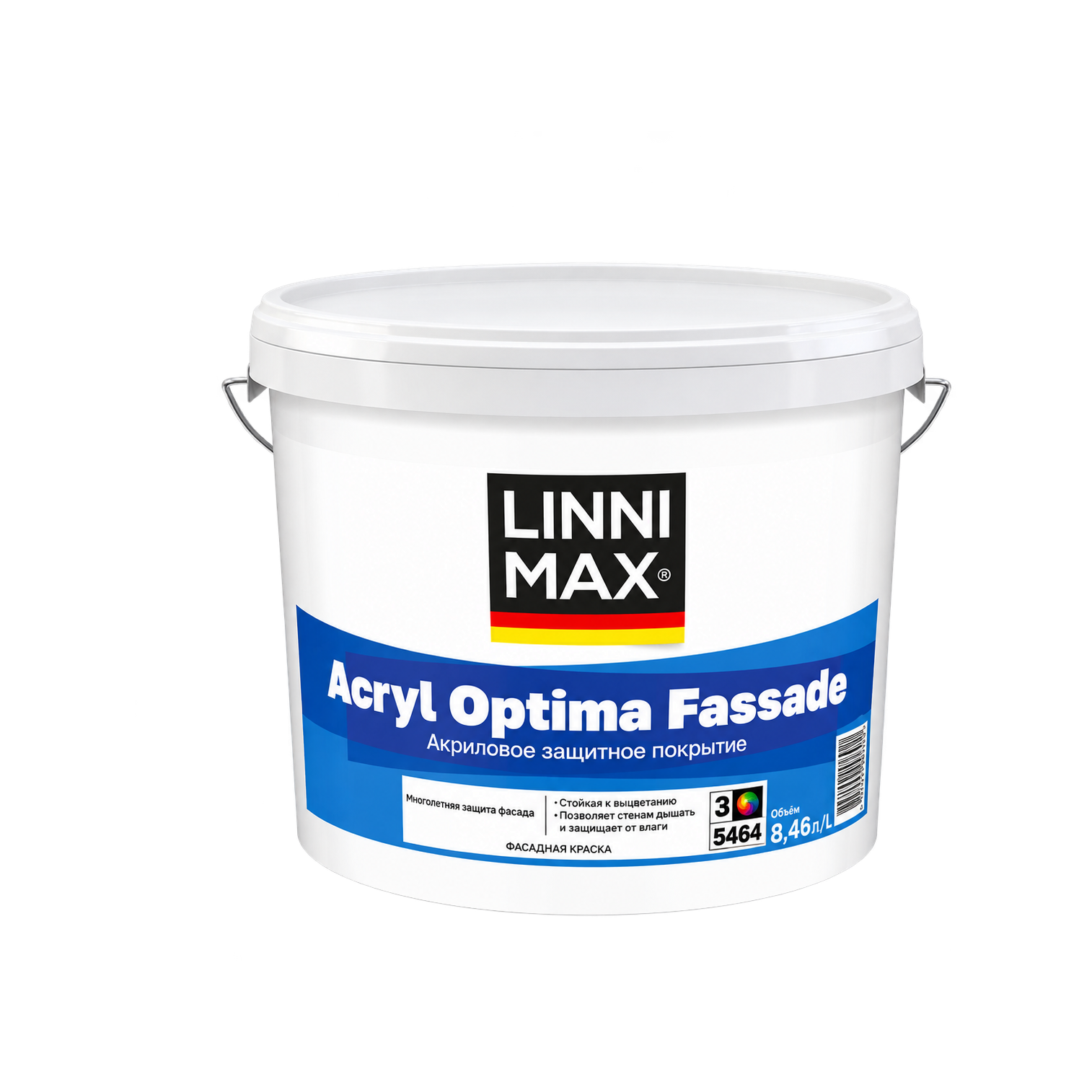 Краска водно-дисперсионная LINNIMAX Acryl Optima Fassade База 3, 8,46 л