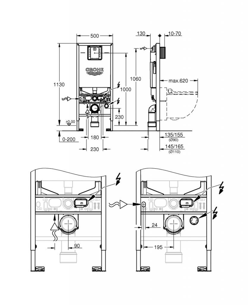 Монтажная система GROHE RAPID SLX 39596000 для унитаза комплект 3в1, с кнопкой - фото 3