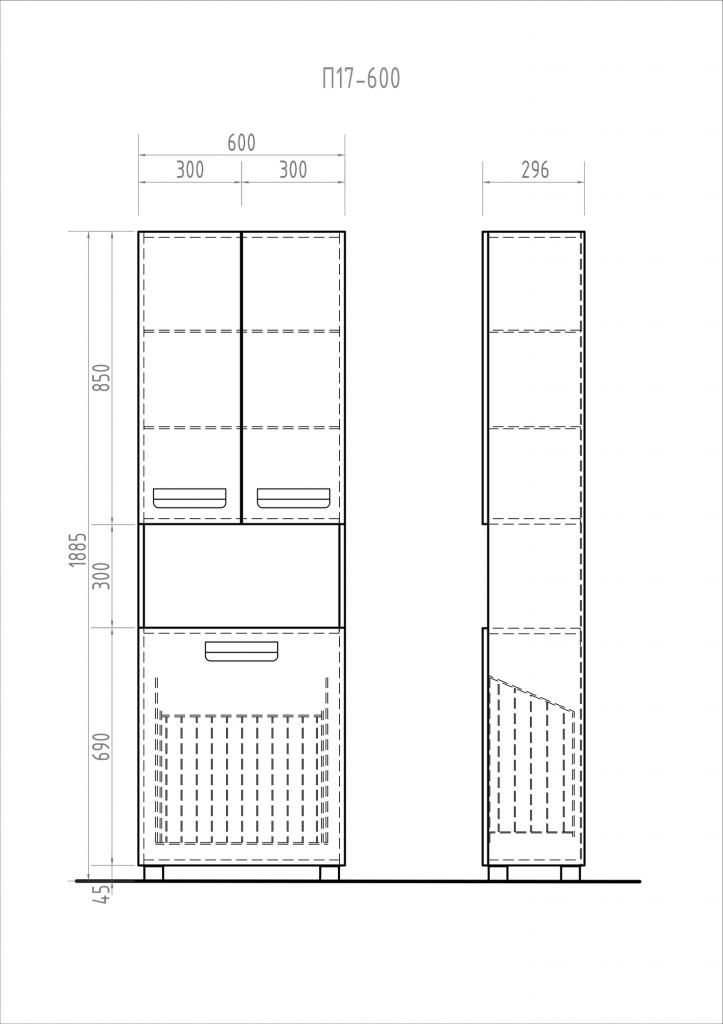 Шкаф-пенал VIGO PLAZA белый с бельевой корзиной pn.PLA.60 - фото 2