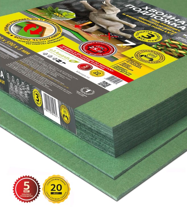 Подложка STEICO хвойная листовая UNDERFLOOR 590*790*3 мм (20 шт, 9,322 м2 в упак)