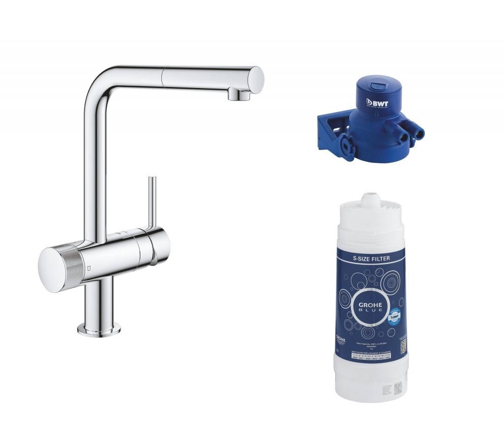 Смеситель для мойки GROHE BLUE MINTA PURE (стартовый комплект) 119706