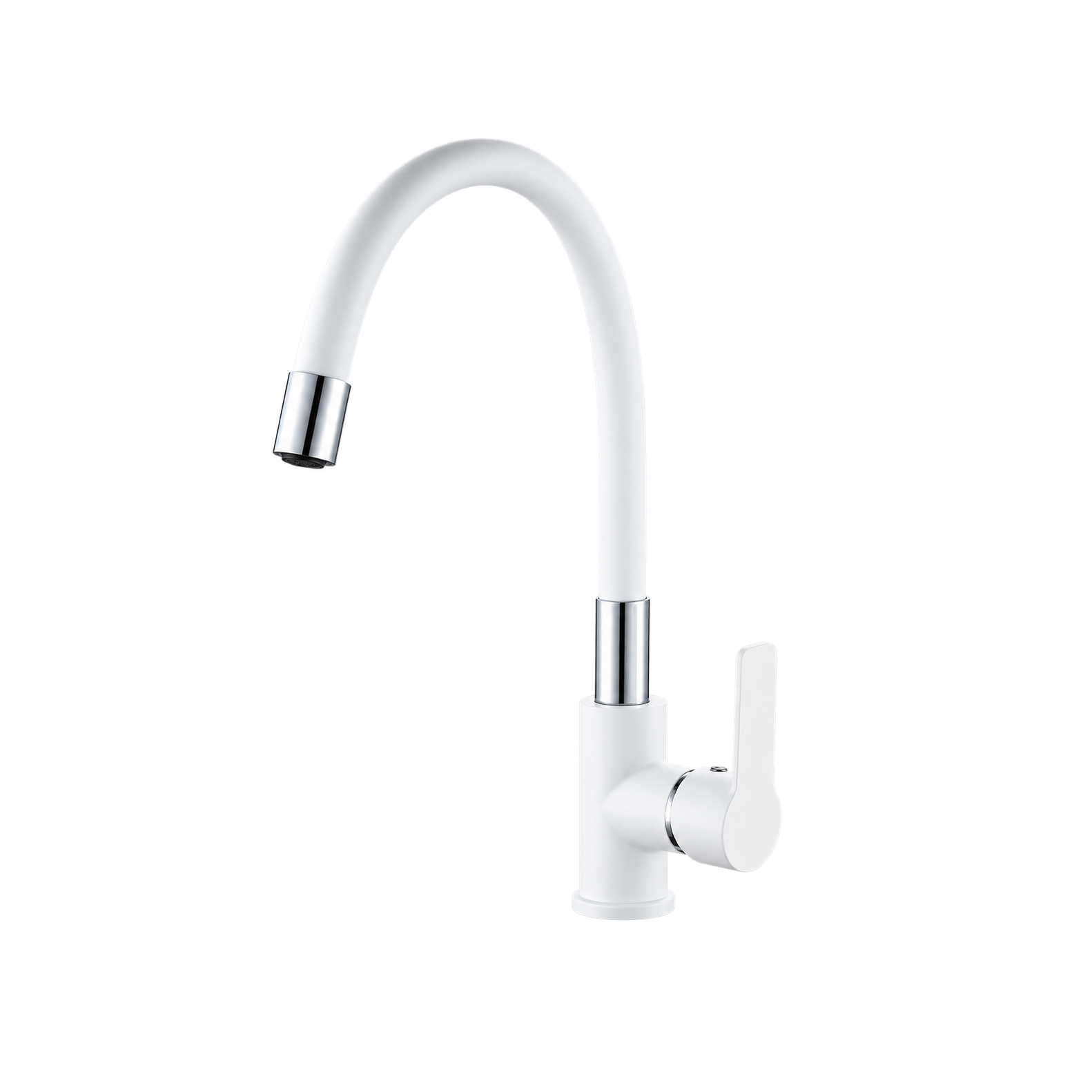Смеситель для мойки HAIBA HB70113-8 белый, гибкий излив 1/2
