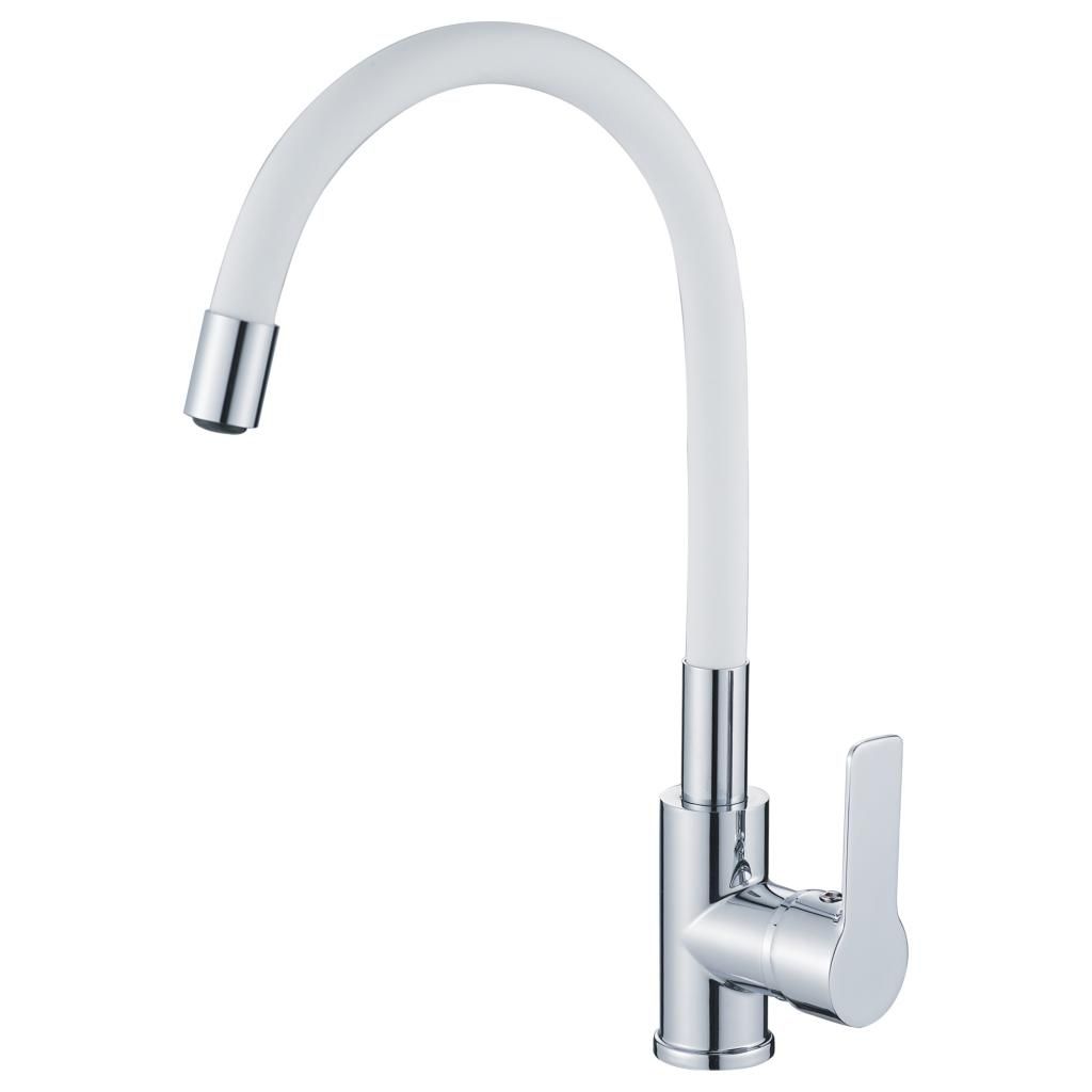 Смеситель для мойки HAIBA HB70112-8 белый, гибкий излив 1/2