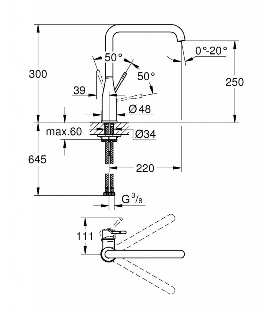 Смеситель для мойки GROHE ESSENCE 3/8 30269DC0 - фото 2