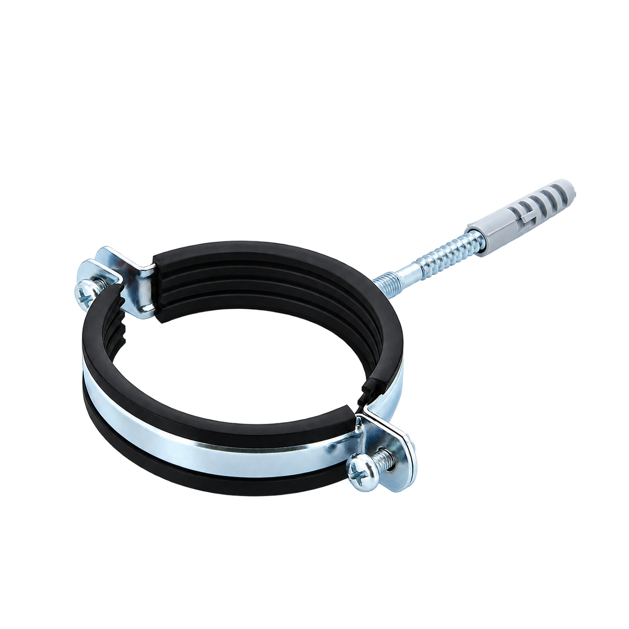 Хомут Sinikon 3" металический с резиной KM300.R с дюбелем