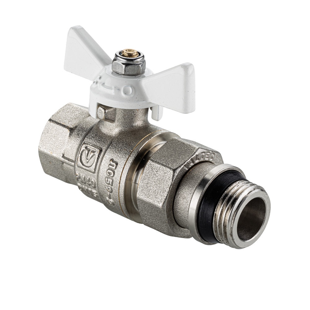 Кран шаровой Valtec BASE-ГОСТ американка 3/4" с дополнительным уплотнением, белая ручка, DN20, PN40