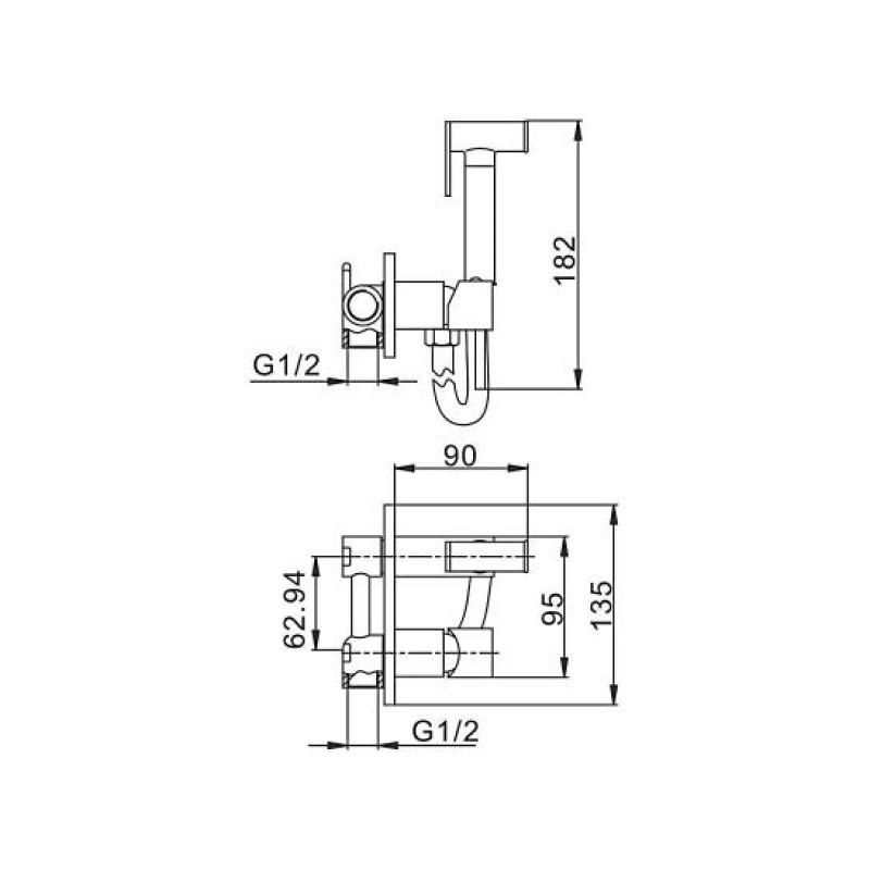Смеситель для биде HAIBA HB5515-7 настенный с гигиеническим душем - фото 2
