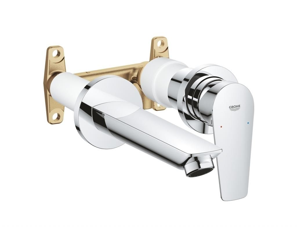 Смеситель для умывальника GROHE BAU EDGE литой излив, настенный на 2 отверстия 20474001 - фото 2