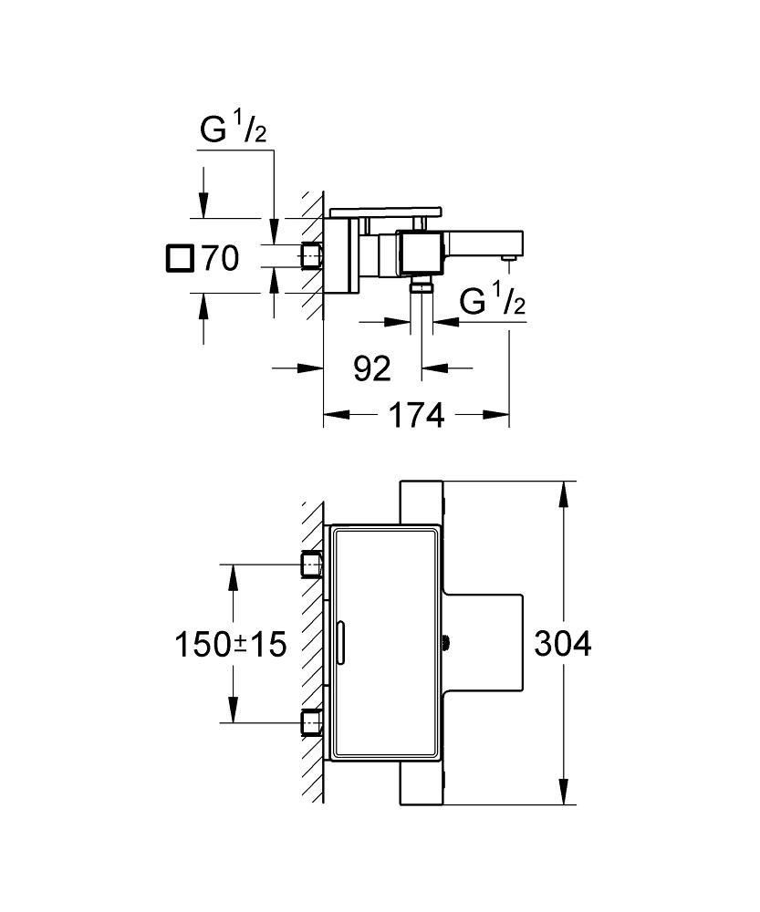 Смеситель для ванны GROHE GROHTHERM с термостатом, без аксессуаров 34502000 - фото 2