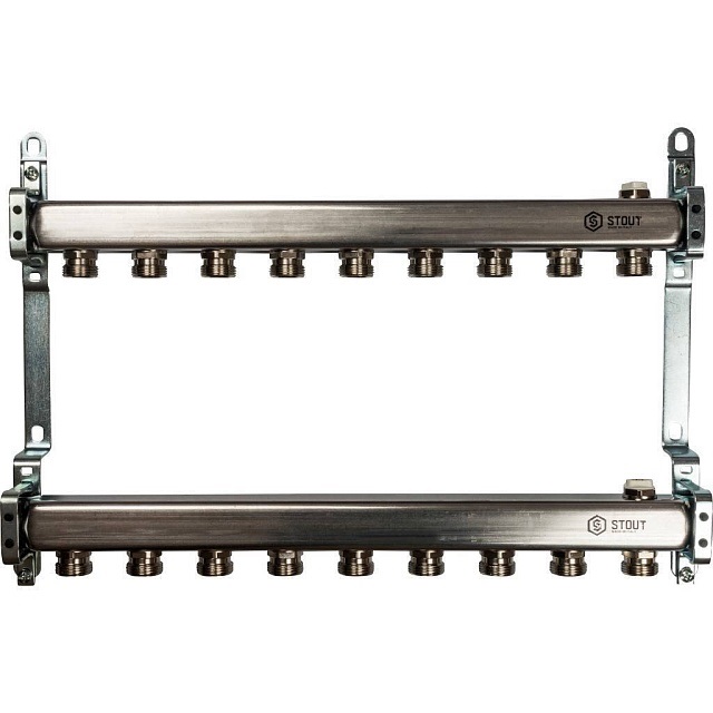 Коллектор из нержавеющей стали STOUT 1"/3/4"x9 вых.