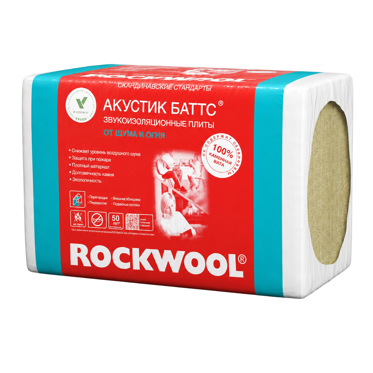 Утеплитель Rockwool Акустик Баттс 1000*600*50 мм 10 плит
