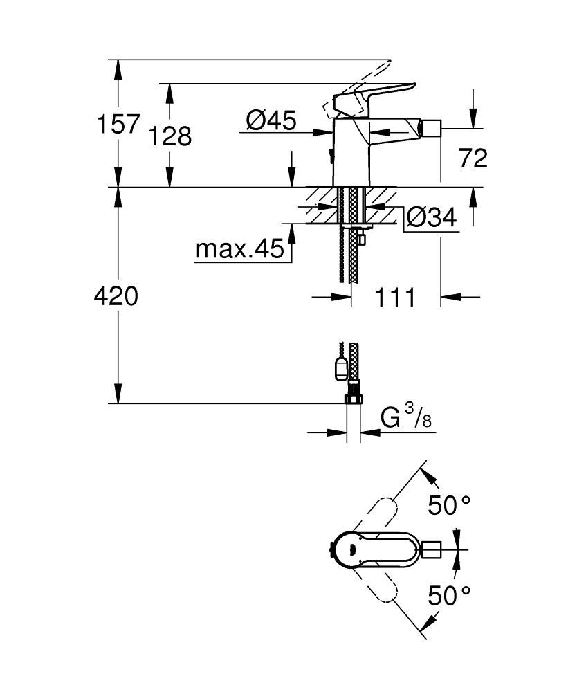 Смеситель для биде GROHE BAUEDGE 23332000 - фото 2