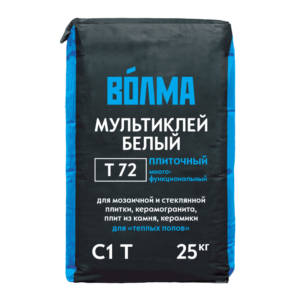 ВОЛМА Плиточный клей для плитки и керамогранита Мультиклей Белый Т72 25 кг