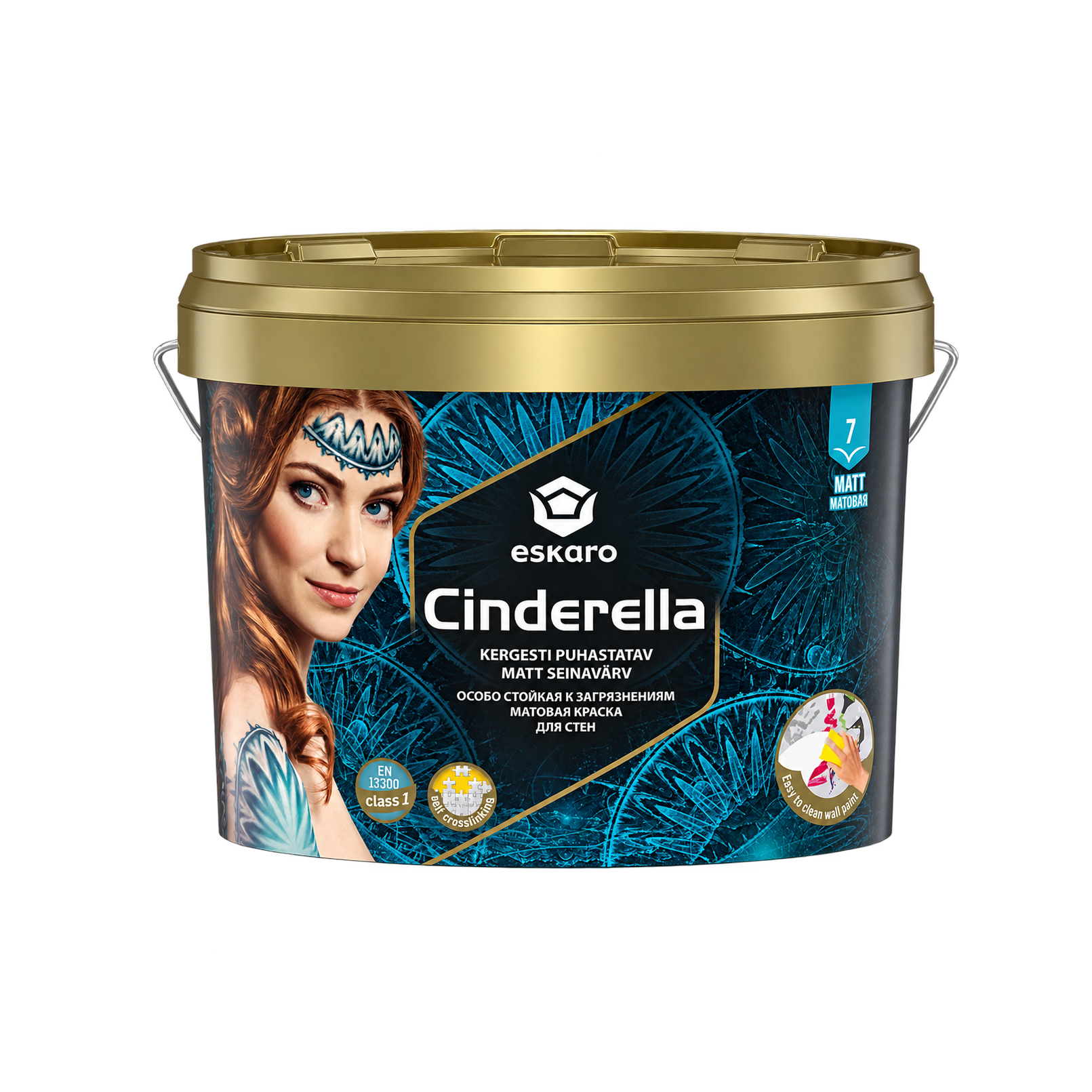 Стойкая к сложным загрязнениям матовая краска для стен Eskaro Cinderella основа TR 2,7 л