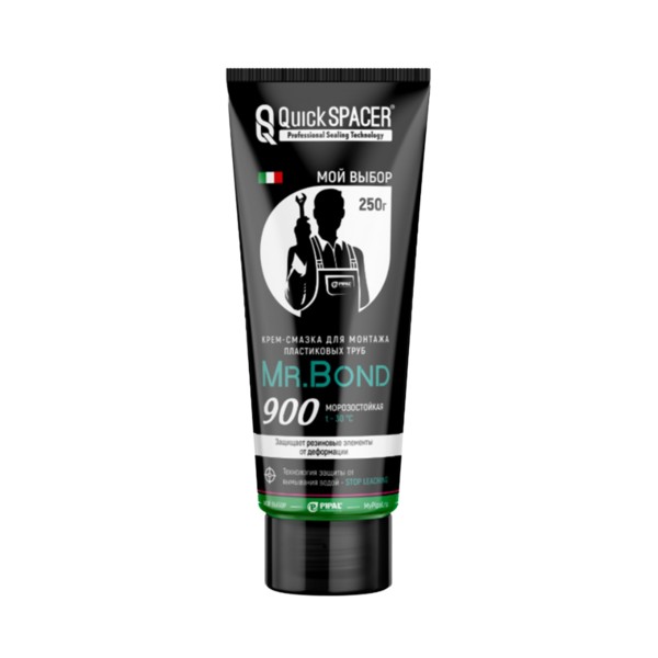 Крем - смазка для монтажа пластиковых труб ПВХ QuickSPACER® Mr.Bond® 900, 250 г.