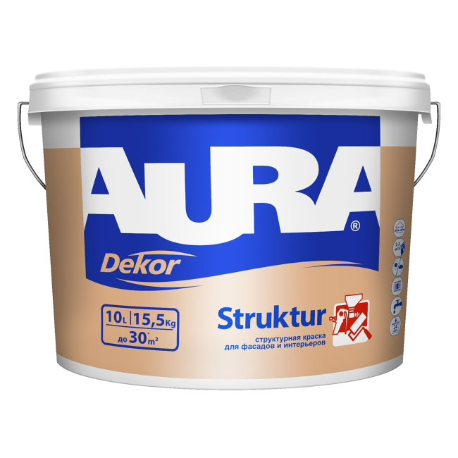 Структурная краска для фасадов и интерьеров Aura Decor Structur 2,5 л, 3,7 кг