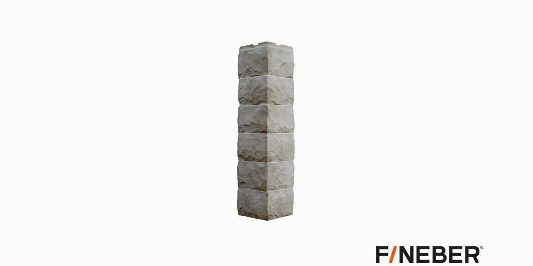 Профиль фасадный Fineber Скол Наружный угол, 3D-Facture Светло- бежевый