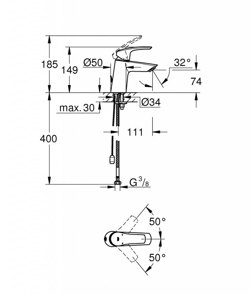 Смеситель для умывальника GROHE EUROSMART 3/8 23966003 - фото 5