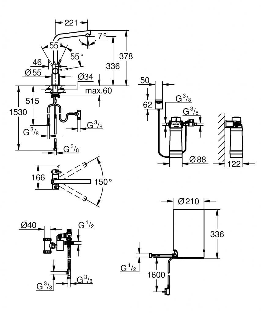Смеситель для мойки GROHE RED II DUO с бойлером 4л. 30327001 - фото 2