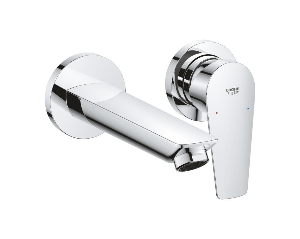 Смеситель для умывальника GROHE BAU EDGE литой излив, настенный на 2 отверстия 20474001