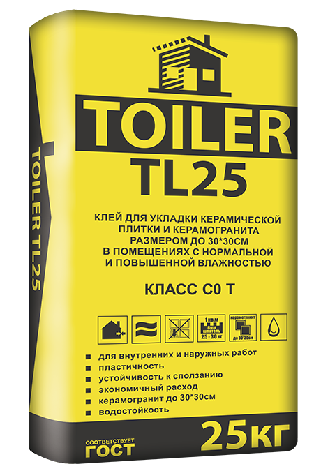 TOILER TL 25 Клей для плитки керамической, 25 кг