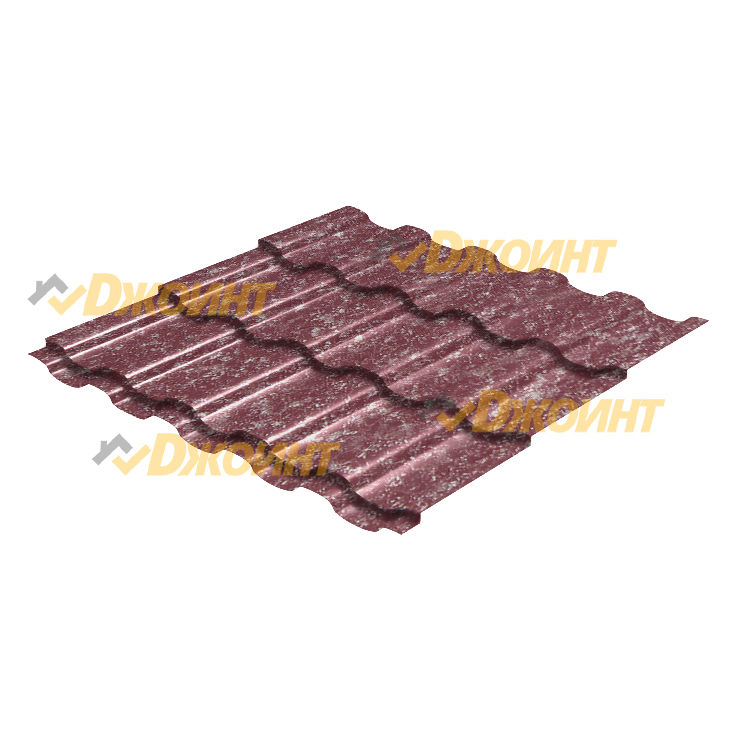Металлочерепица ЭЛЛАДА 0,5 MATGRANIT LUX RAL 3005 красное вино