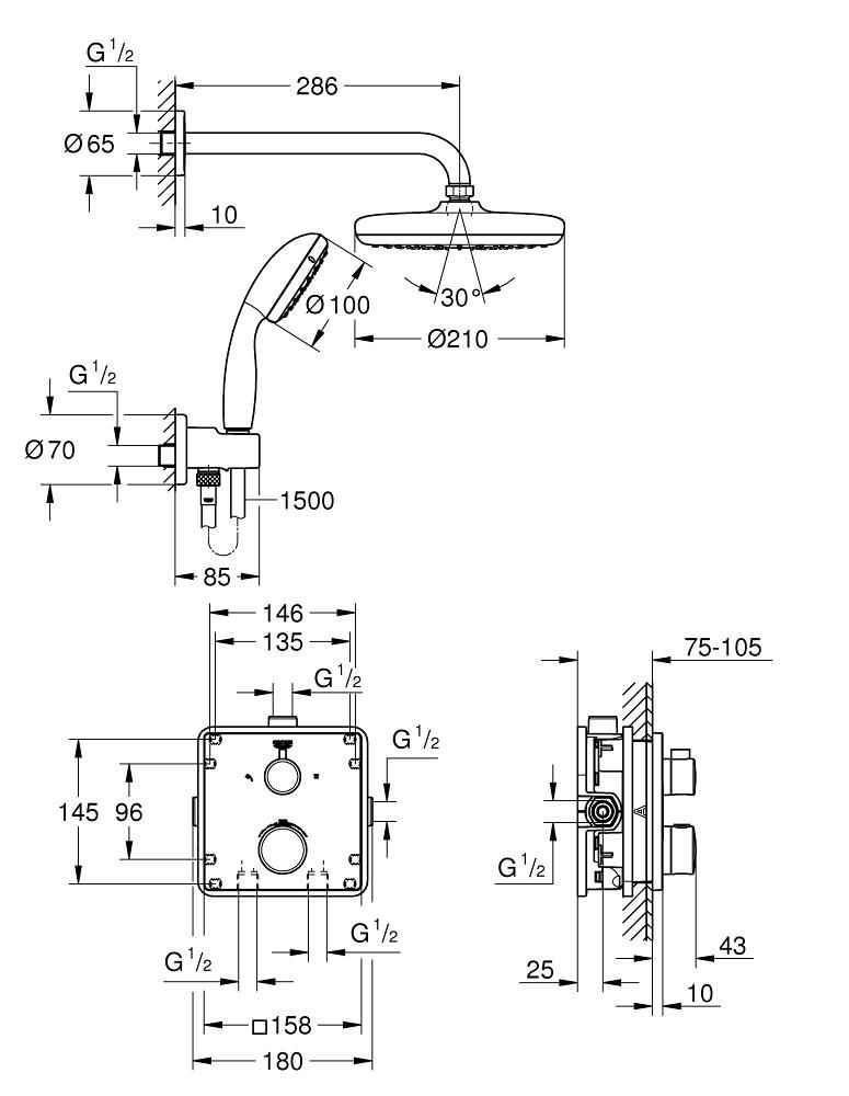 Набор для комплектации душа GROHE Grohtherm 2000 34729000 - фото 2