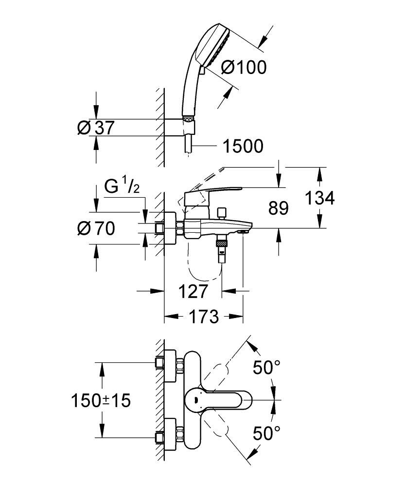 Смеситель для ванны GROHE EUROSTYLE COSM 3359220A - фото 2