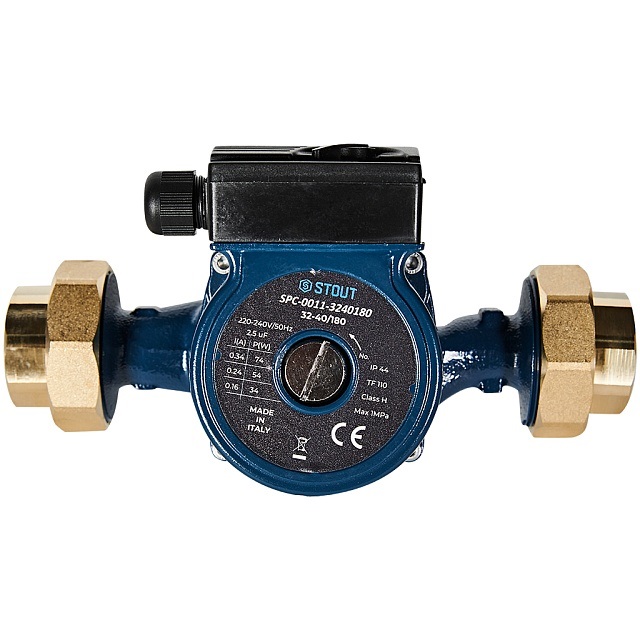 Циркуляционный насос STOUT 32-40/180 220/240V 50Hz с латунными гайками G2 x Rp 1 1/4