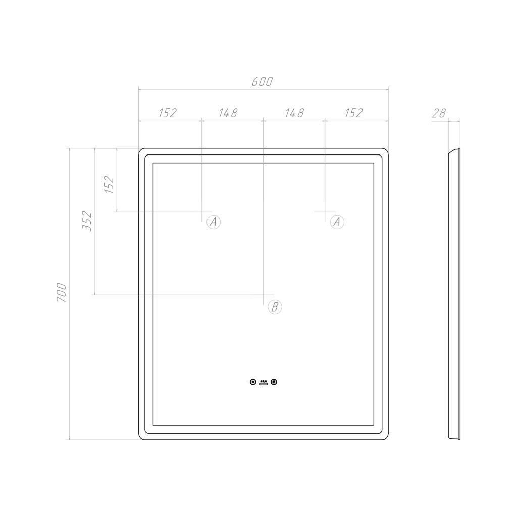Зеркало VIGO GEOMETRY STEP 60 с подсветкой, сенсорное, антизапотевание, диммер 148