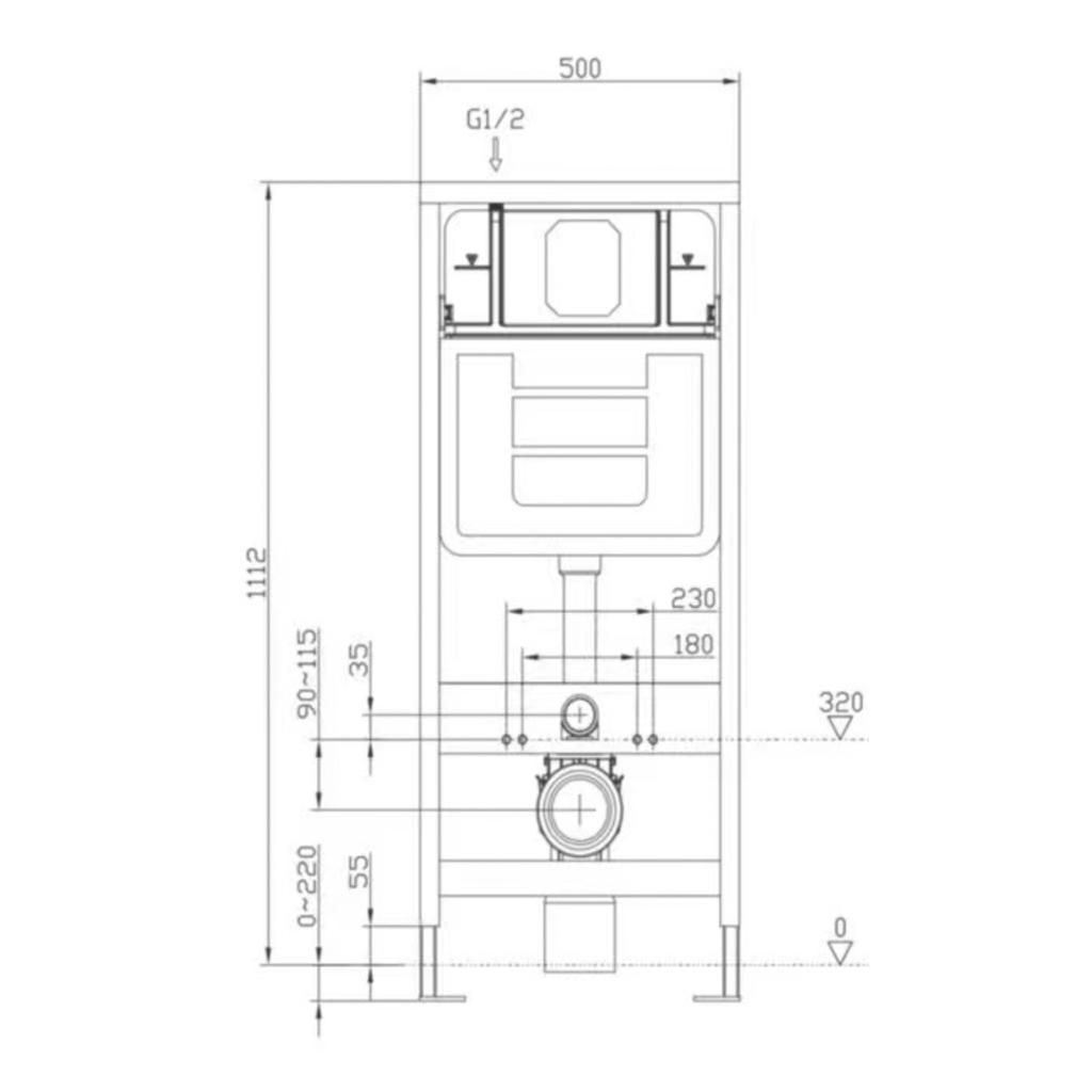 Монтажная система CORSO GSX 18-901 для унитаза с вертикальной клавишей, хром - фото 2