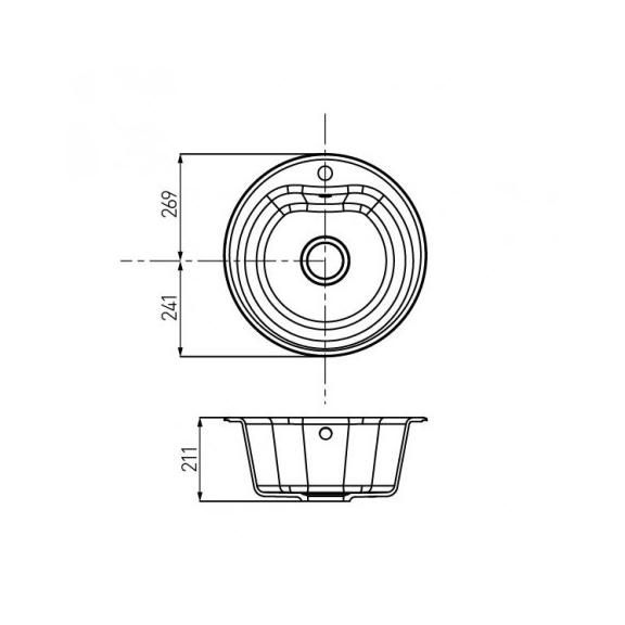 Мойка МИДА 510 круглая латте с сифоном AQUATON 1A712732MD260 - фото 3