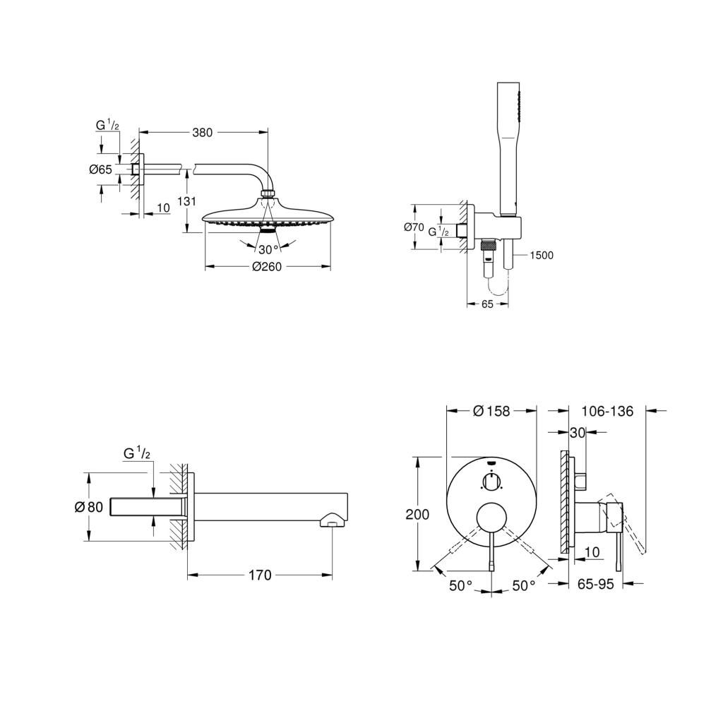 Комплект для ванны GROHE Essence встраиваемый 119697 - фото 2