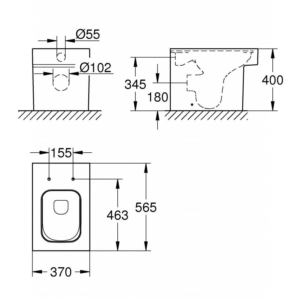 Унитаз GROHE Cube CERAMIC пристенный безободковый 3948400H - фото 2