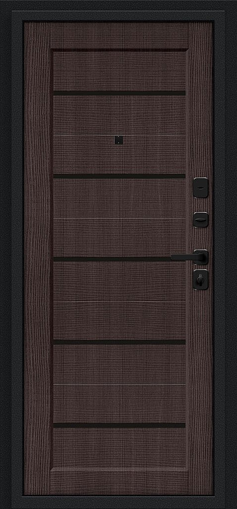 Дверь входная Борн/SBlack Bravo R-2 Букле черное/Wenge Melinga левая 2050x860 мм