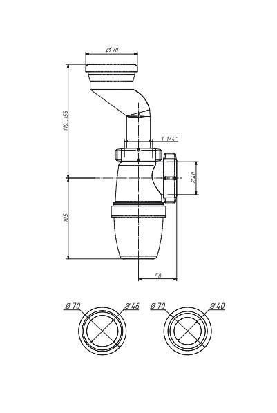 Сифон для писсуара ORIO 1 1/4х40 с манжетой d40/46 мм Р-3100 - фото 2