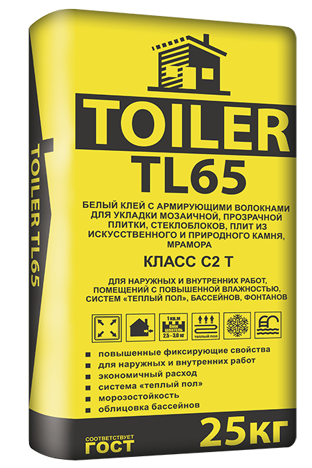 TOILER TL 65 Клей для плитки белый, 25 кг