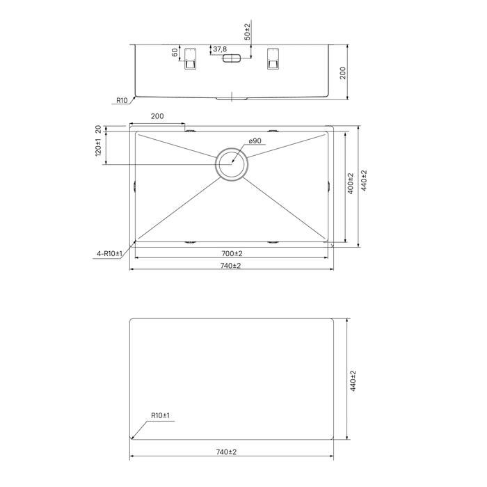 Мойка IDDIS 740*440 Edifice прямоугольная EDI74G0i77 графит - фото 3
