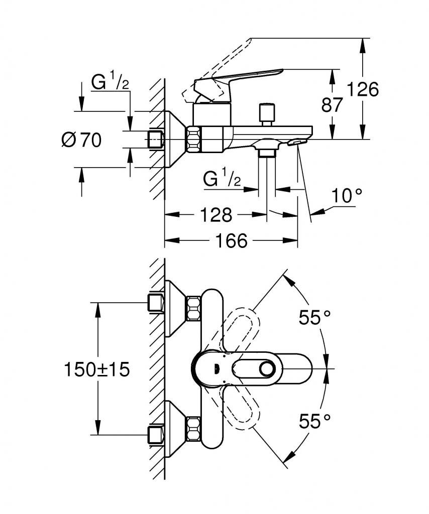 Смеситель для ванны GROHE BAULOOP без аксессуаров 23603000 - фото 2