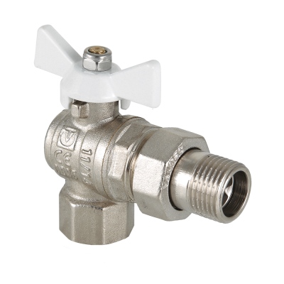 Кран шаровой Valtec Base американка угловой 1/2", белая ручка