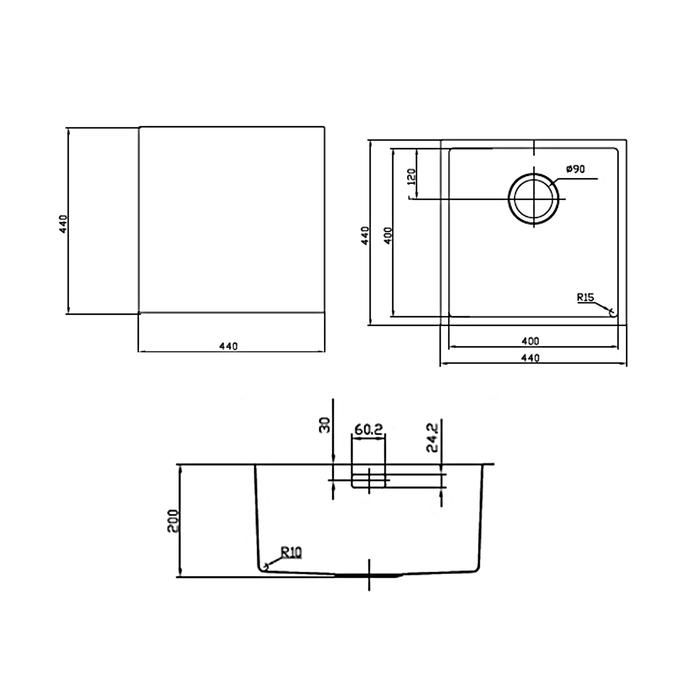 Мойка IDDIS 440*440 Edifice квадратная EDI44S0i77 бронза - фото 2