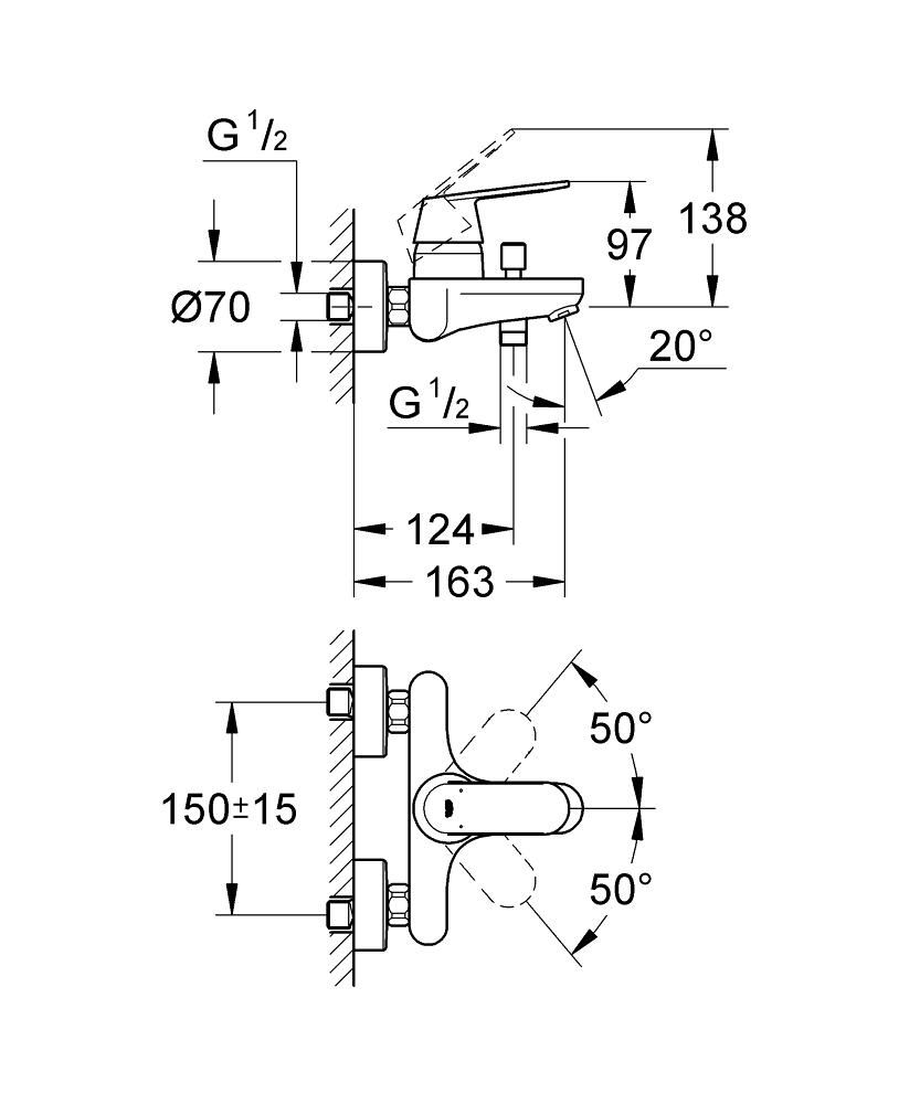 Смеситель для ванны GROHE EUROSMART COSM без аксессуаров 32831000 - фото 2
