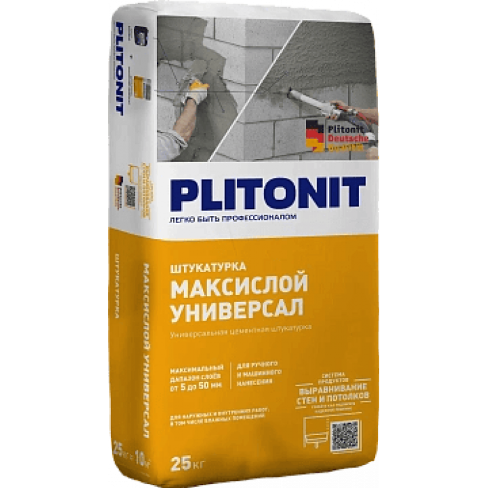 PLITONIT Цементная штукатурка МаксиСлой Универсал, 25 кг
