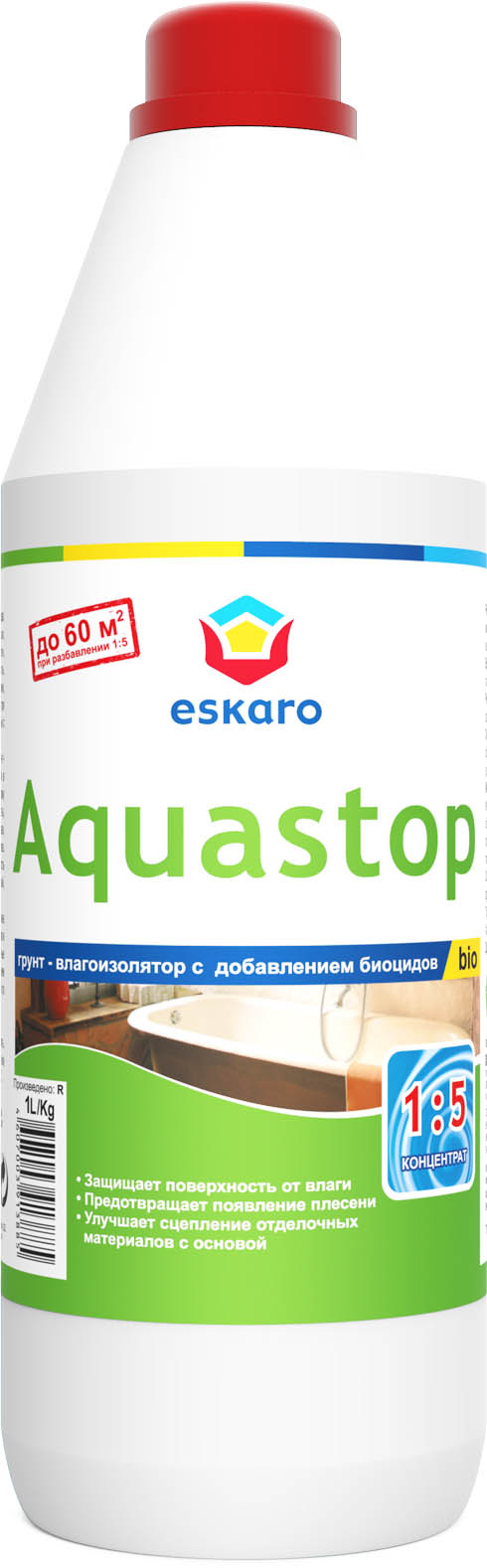 Акриловый грунт-влагоизолятор Eskaro Aquastop Bio, 1 л