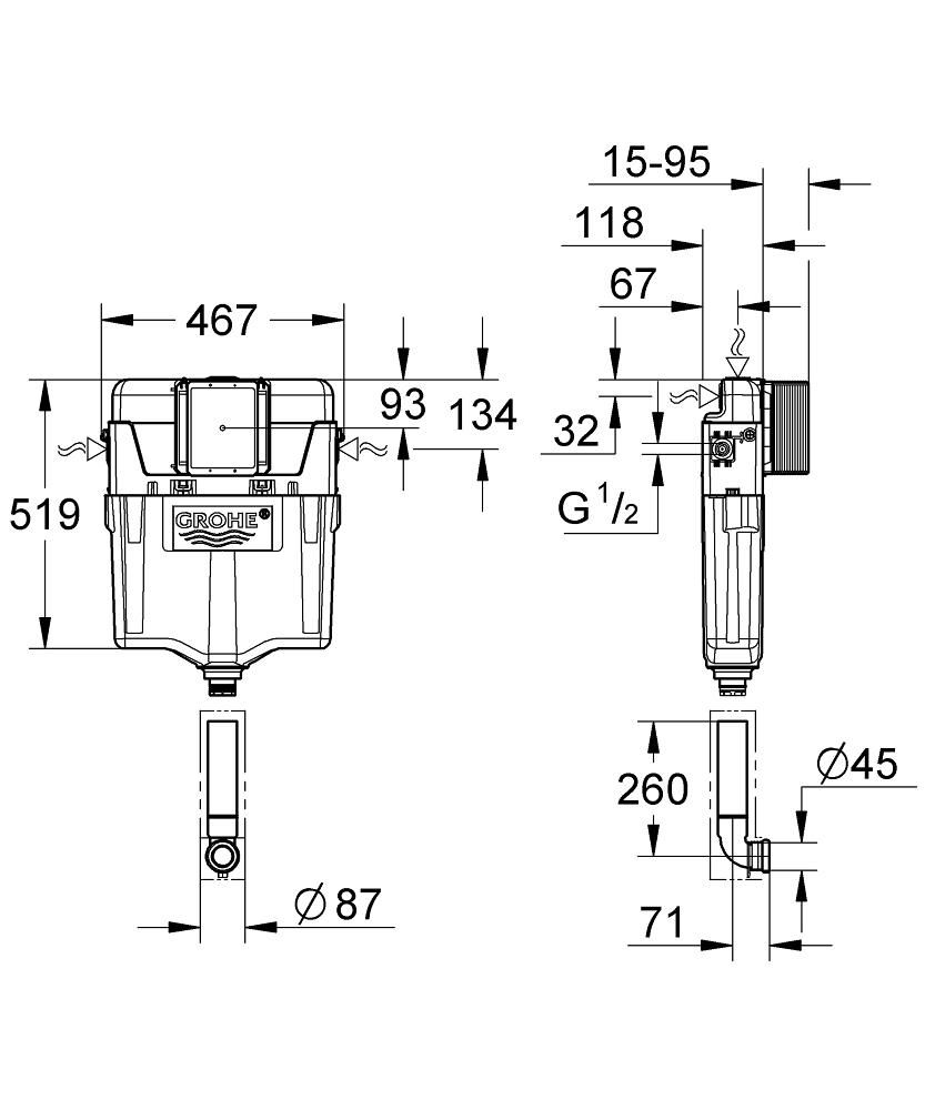Бачок GROHE GD 2 скрытого монтажа 38661000 - фото 2