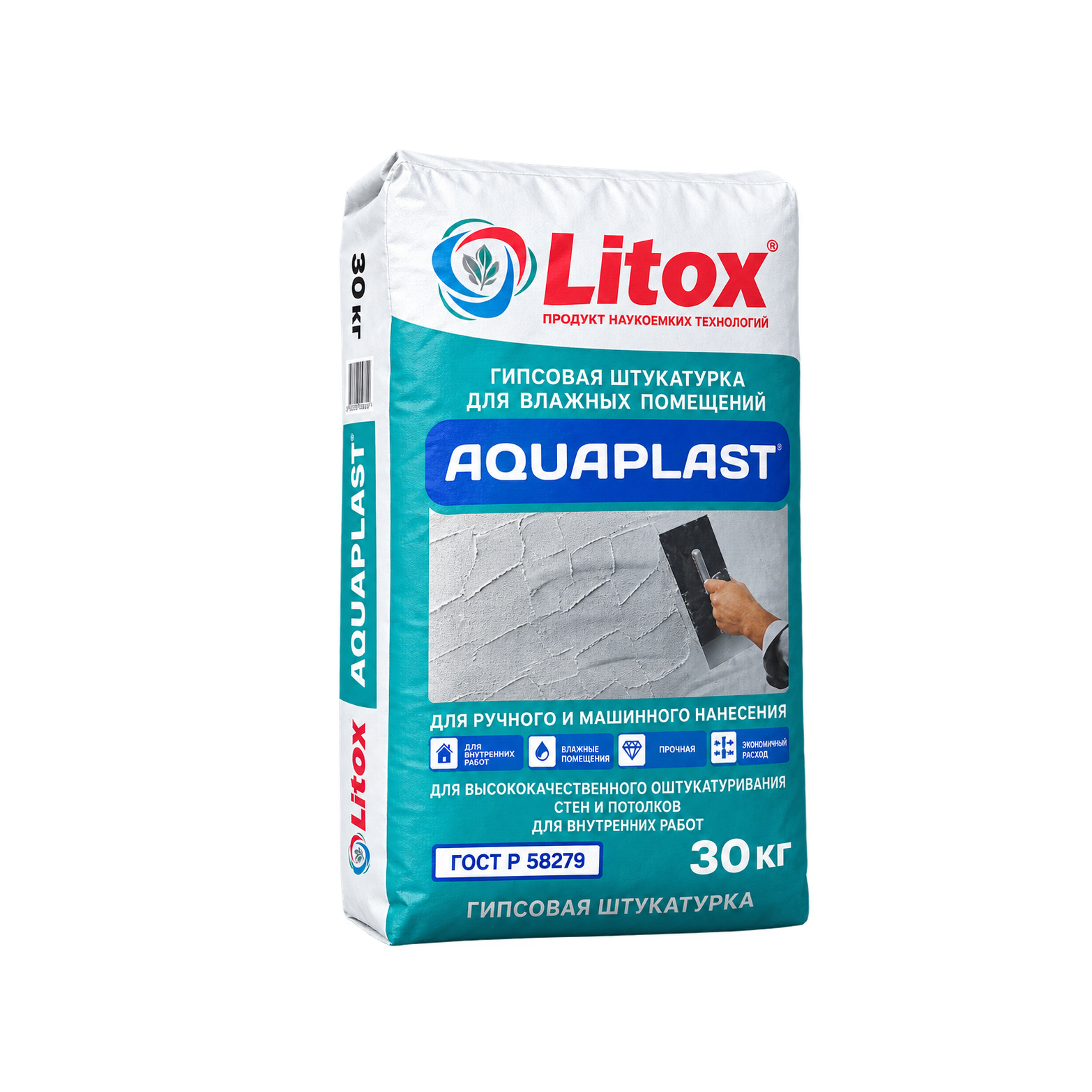 ЛИТОКС AQUAPLAST Гипсовая штукатурка для влажных помещений 30 кг